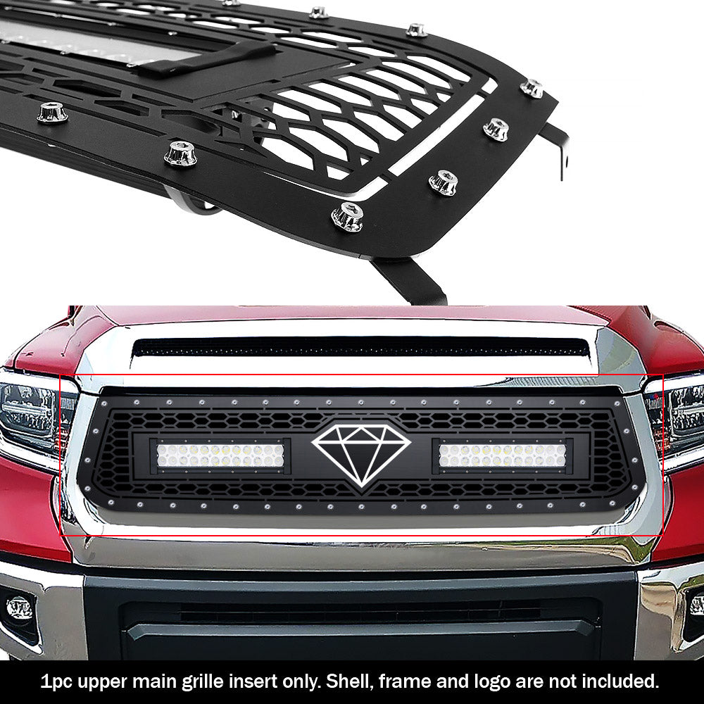 APS GR20LEI85L Main Upper Rivet Grille Fits 2014-2017 Toyota Tundra