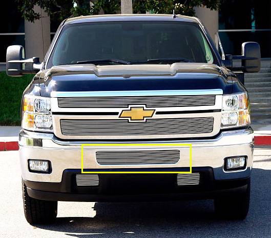 T-REX Grilles 25114 Polished Aluminum Horizontal Bumper Grille Fits 2011-2014 Chevrolet Silverado 2500 Silverado 3500