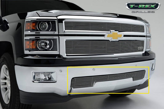 T-REX Grilles 25117 Polished Aluminum Horizontal Bumper Grille Fits 2014-2015 Chevrolet Silverado 1500