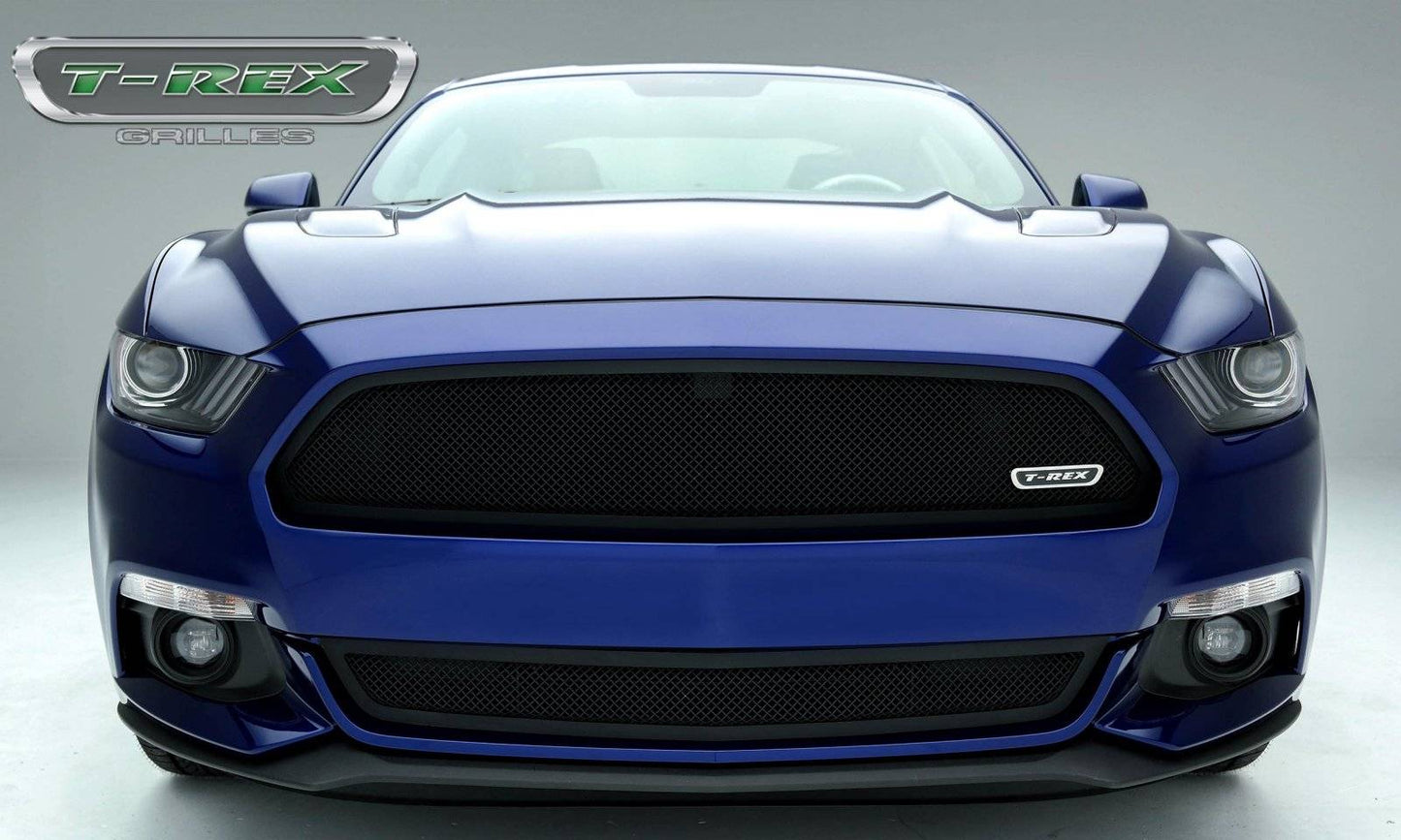 T-REX Grilles 51530 Black Mild Steel Small Mesh Grille Fits 2015-2017 Ford Mustang GT