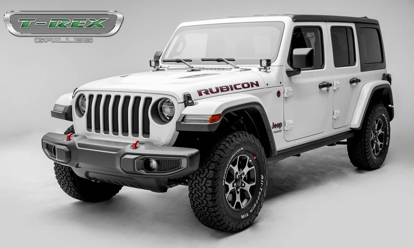 T-REX Grilles 46493 Black Mild Steel Small Mesh Grille Fits 2020-2023 Jeep Gladiator Overland Gladiator Rubicon