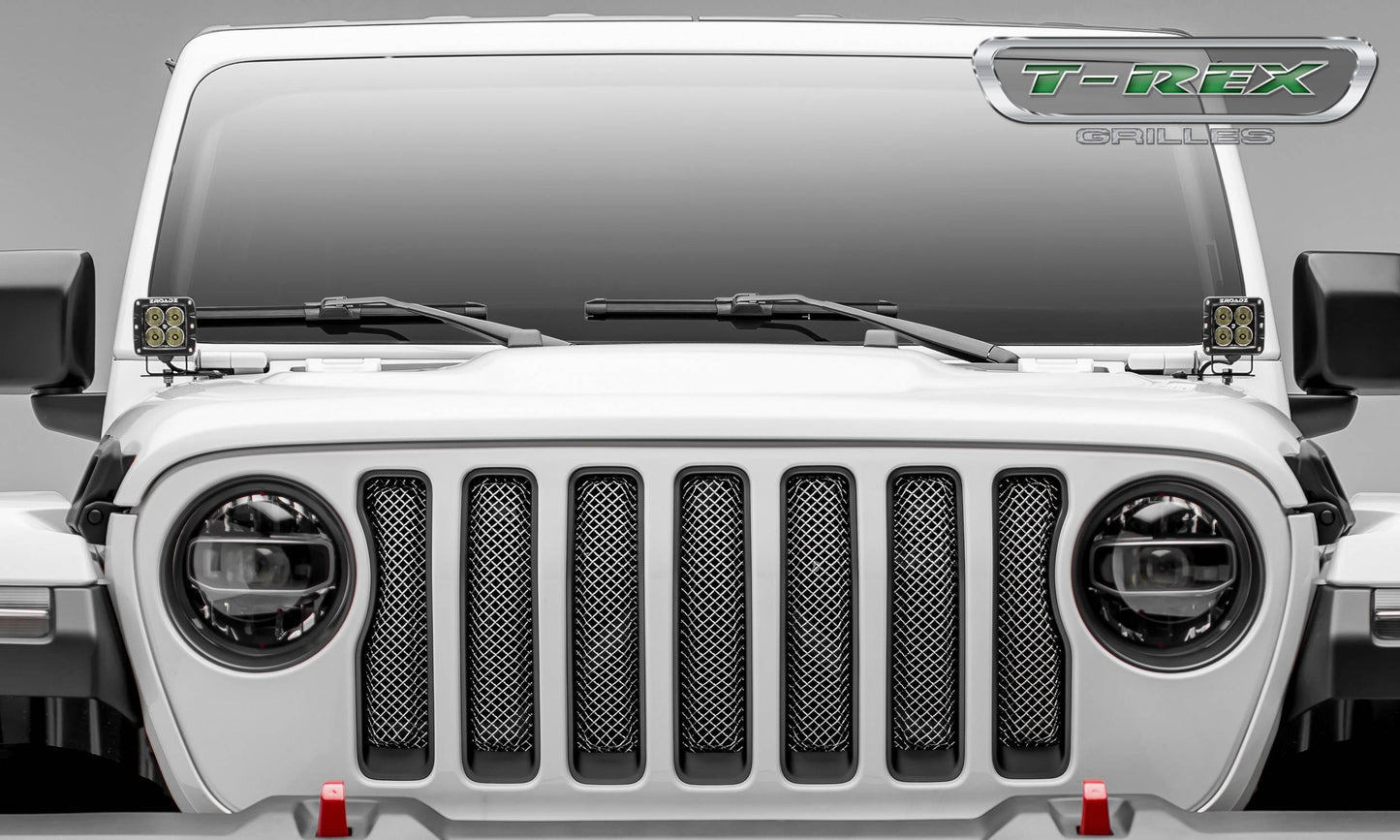 T-REX Grilles 44493 Polished Stainless Steel Small Mesh Grille Fits 2020-2023 Jeep Gladiator Overland Gladiator Rubicon