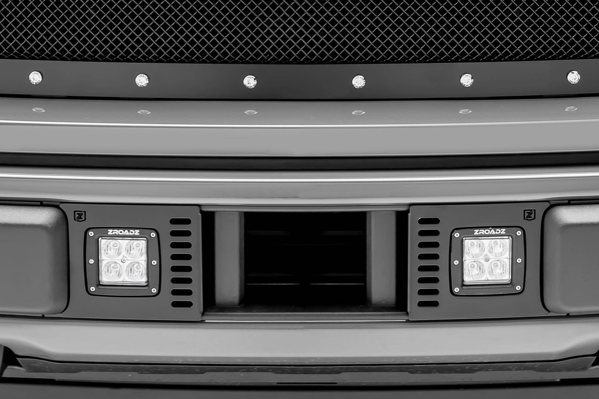 ZROADZ Z325711-KIT Black Mild Steel Front Bumper Center LED Kit Fits 2018-2020 Ford F-150 Lariat F-150 Limited