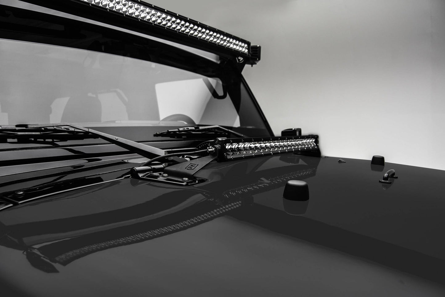 ZROADZ Z344811-KIT Black Mild Steel Hood Hinge LED Kit Fits 2007-2018 Jeep Wrangler JK Wrangler JKU