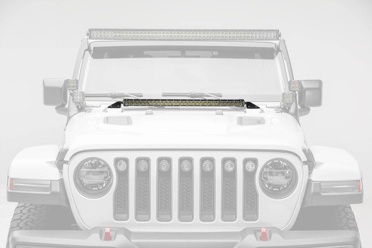 ZROADZ Z364931 Black Stainless Steel Hood Cowl LED Bracket Fits 2019-2023 Jeep Gladiator