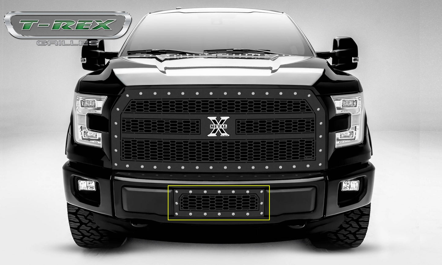 T-REX Grilles 7725731 Black Mild Steel Laser Cut Pattern Bumper Grille Fits 2015-2017 Ford F-150