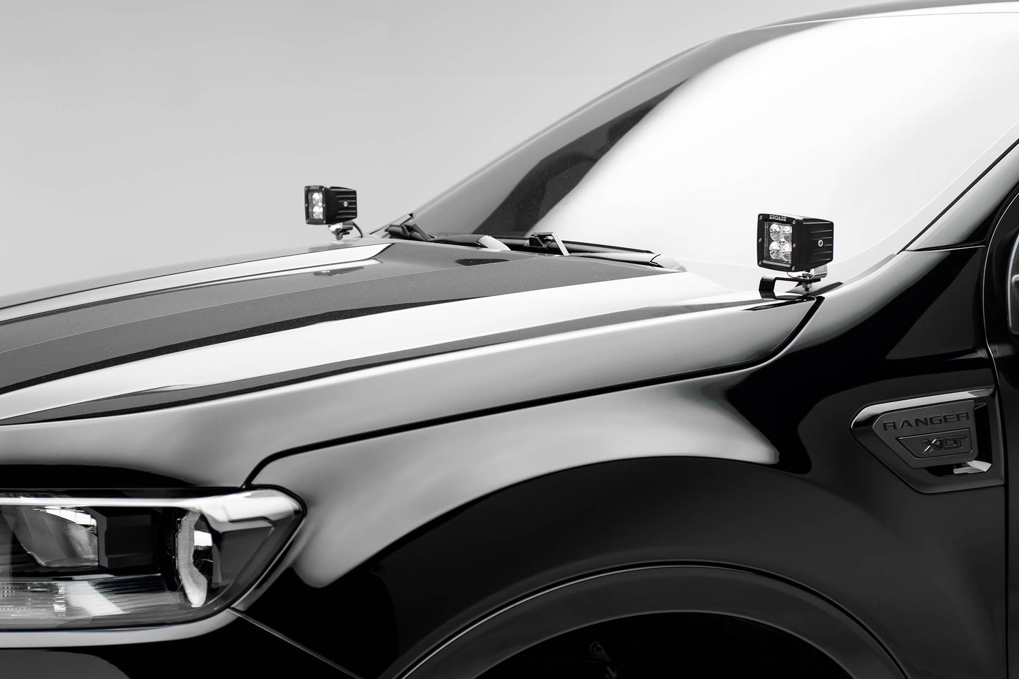 ZROADZ Z365821 Black Mild Steel Hood Hinge LED Bracket Fits 2019-2023 Ford Ranger