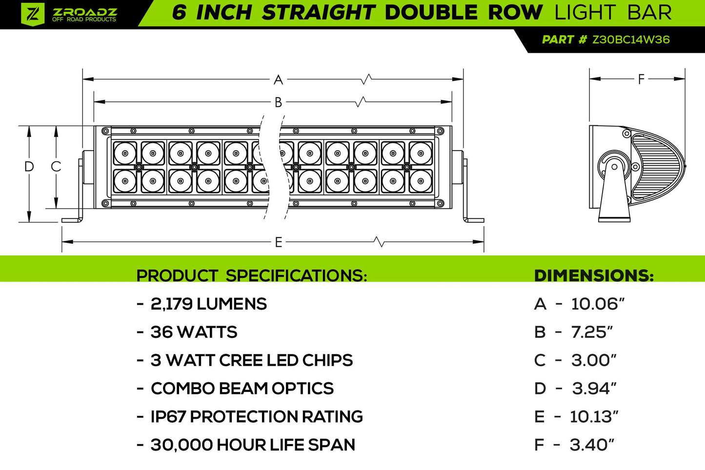 ZROADZ Z30BC14W36 Black Light Bar Light Bar