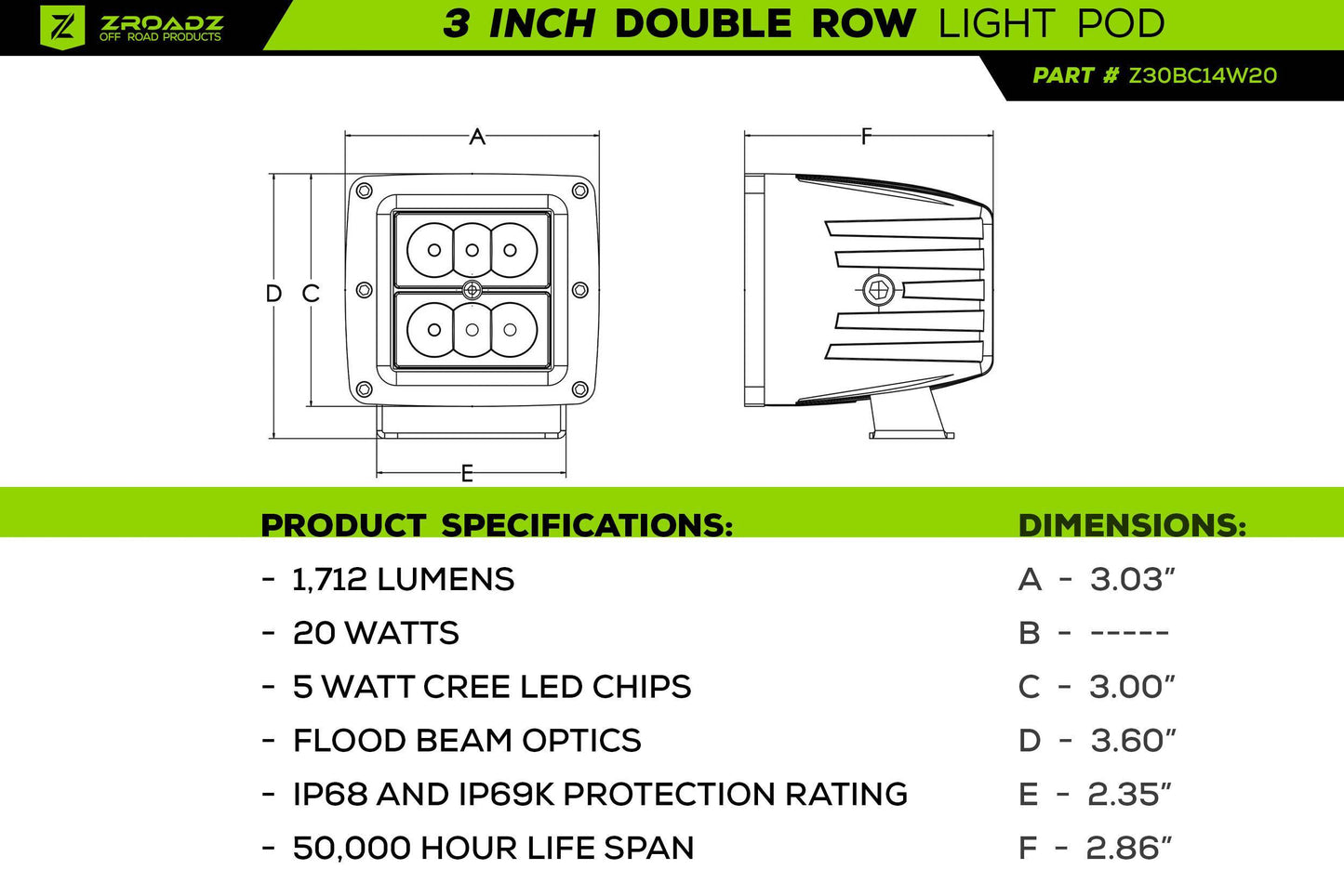 ZROADZ Z362671-KIT2 Black Mild Steel Hood Hinge LED Kit Fits 2015-2020 Chevrolet Colorado