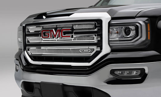 T-REX Grilles 54215 Polished Stainless Steel Small Mesh Grille Fits 2016-2018 GMC Sierra 1500 SLT