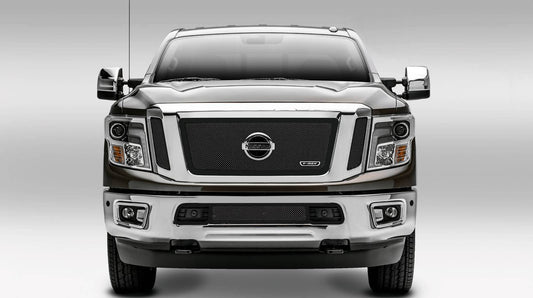 T-REX Grilles 51785 Black Mild Steel Small Mesh Grille Fits 2016-2019 Nissan Titan