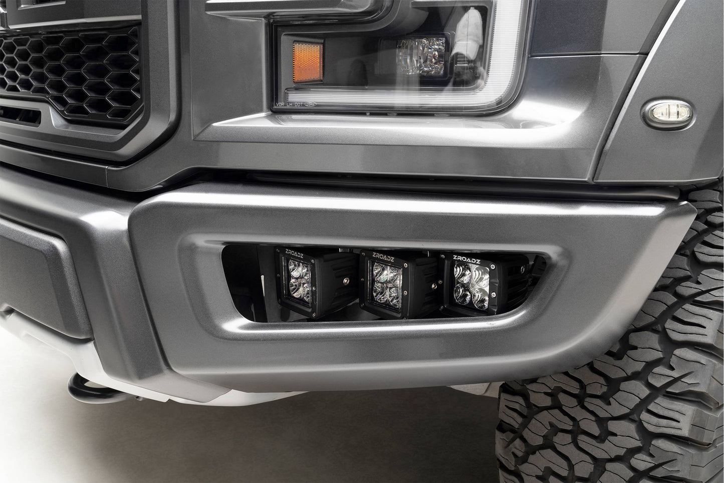 ZROADZ Z325672 Black Mild Steel Front Bumper OEM Fog LED Bracket Fits 2017-2020 Ford F-150 Raptor