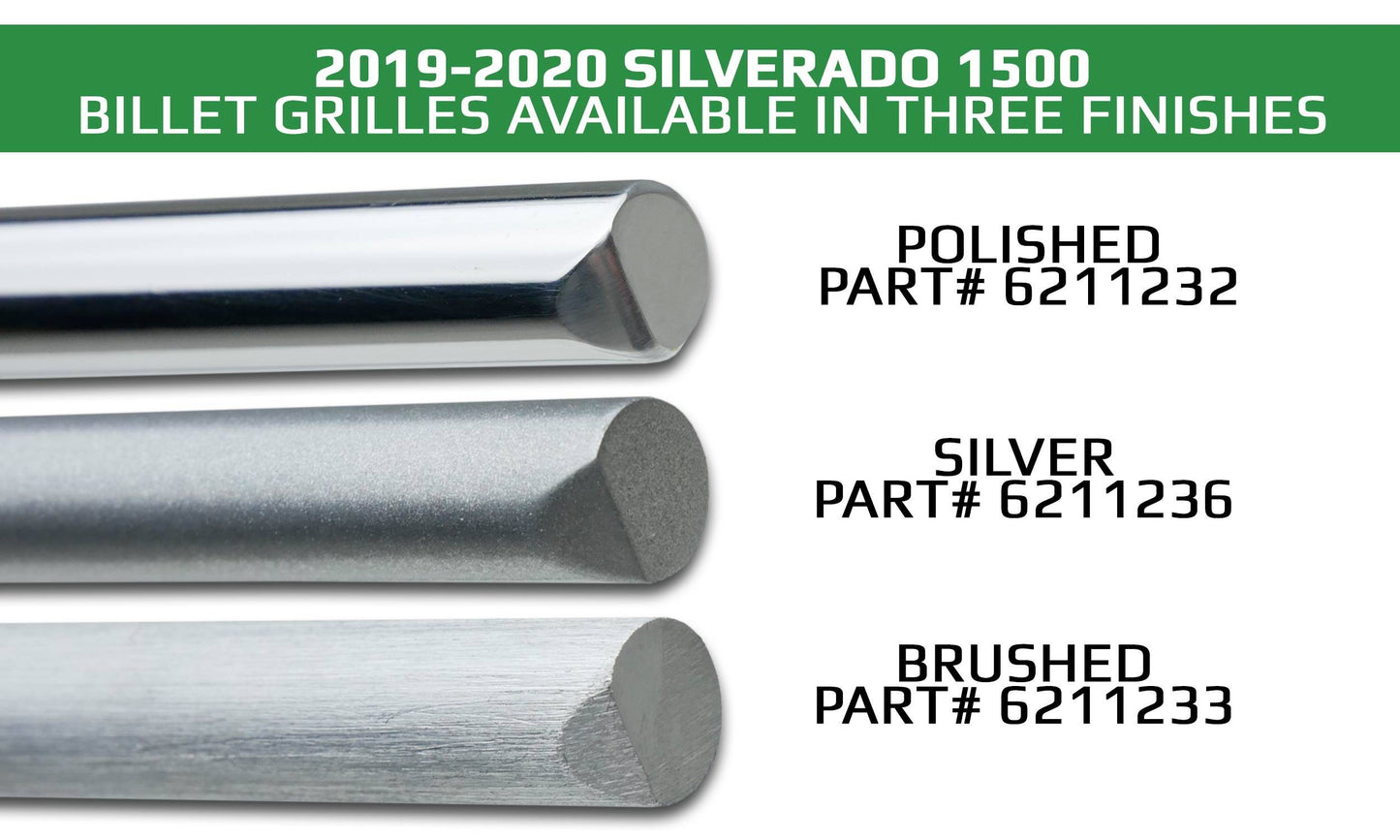 T-REX Grilles 6211236 Silver Aluminum Horizontal Round Grille Fits 2019-2022 Chevrolet Silverado 1500ÊTrail Boss Silverado 1500 RST Silverado 1500 LT