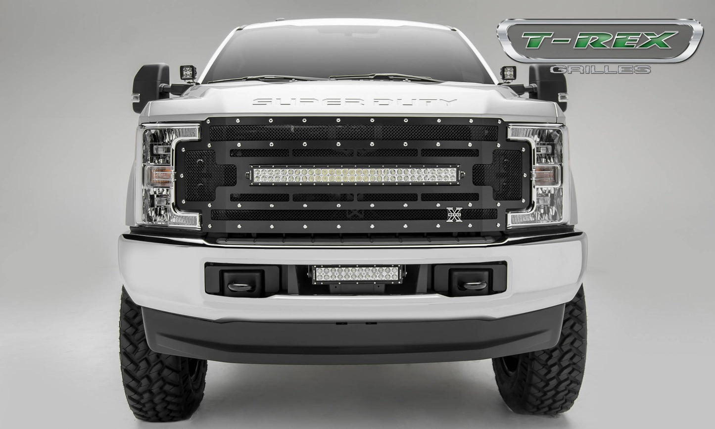 T-REX Grilles 6315471 Black Mild Steel Small Mesh Grille Fits 2017-2019 Ford F-250 F-350 F-450 F-550