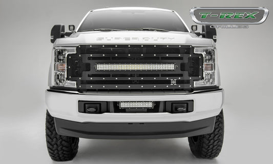 T-REX Grilles 6315471 Black Mild Steel Small Mesh Grille Fits 2017-2019 Ford F-250 F-350 F-450 F-550