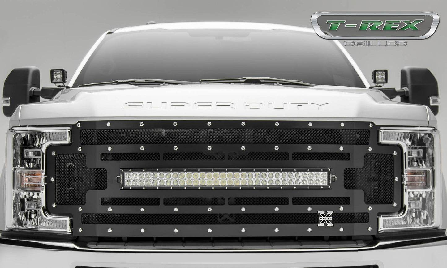 T-REX Grilles 6315471 Black Mild Steel Small Mesh Grille Fits 2017-2019 Ford F-250 F-350 F-450 F-550