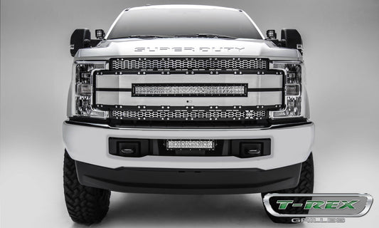 T-REX Grilles 6315495 Black Brushed Aluminum Laser Cut Pattern Grille Fits 2017-2019 Ford F-250 F-350 F-450 F-550