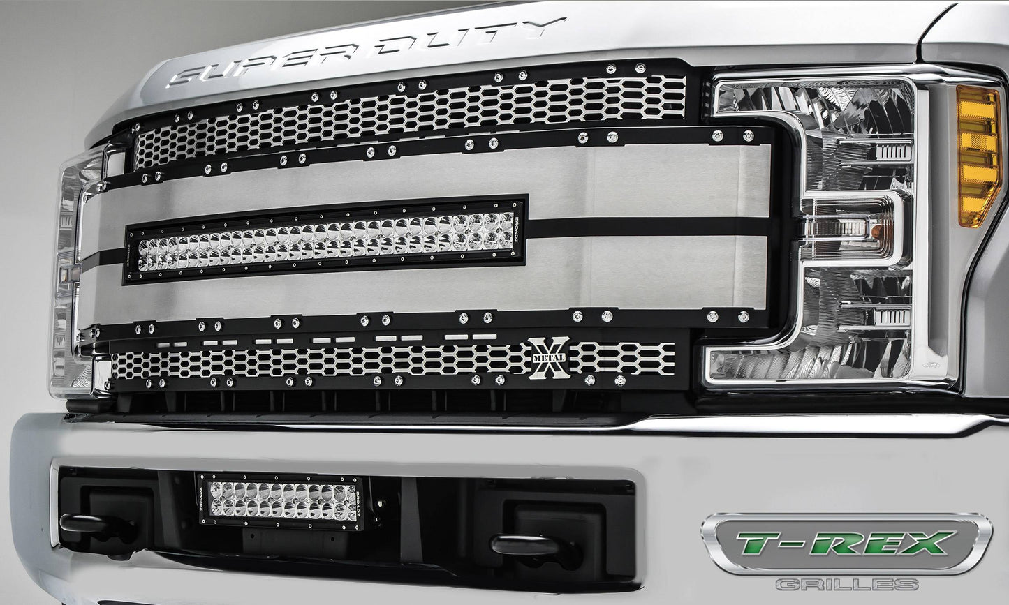 T-REX Grilles 6315495 Black Brushed Aluminum Laser Cut Pattern Grille Fits 2017-2019 Ford F-250 F-350 F-450 F-550