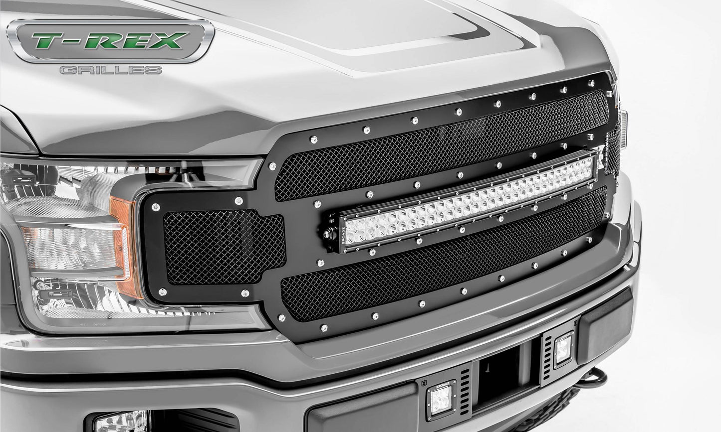 T-REX Grilles 6315711 Black Mild Steel Small Mesh Grille Fits 2018-2020 Ford F-150