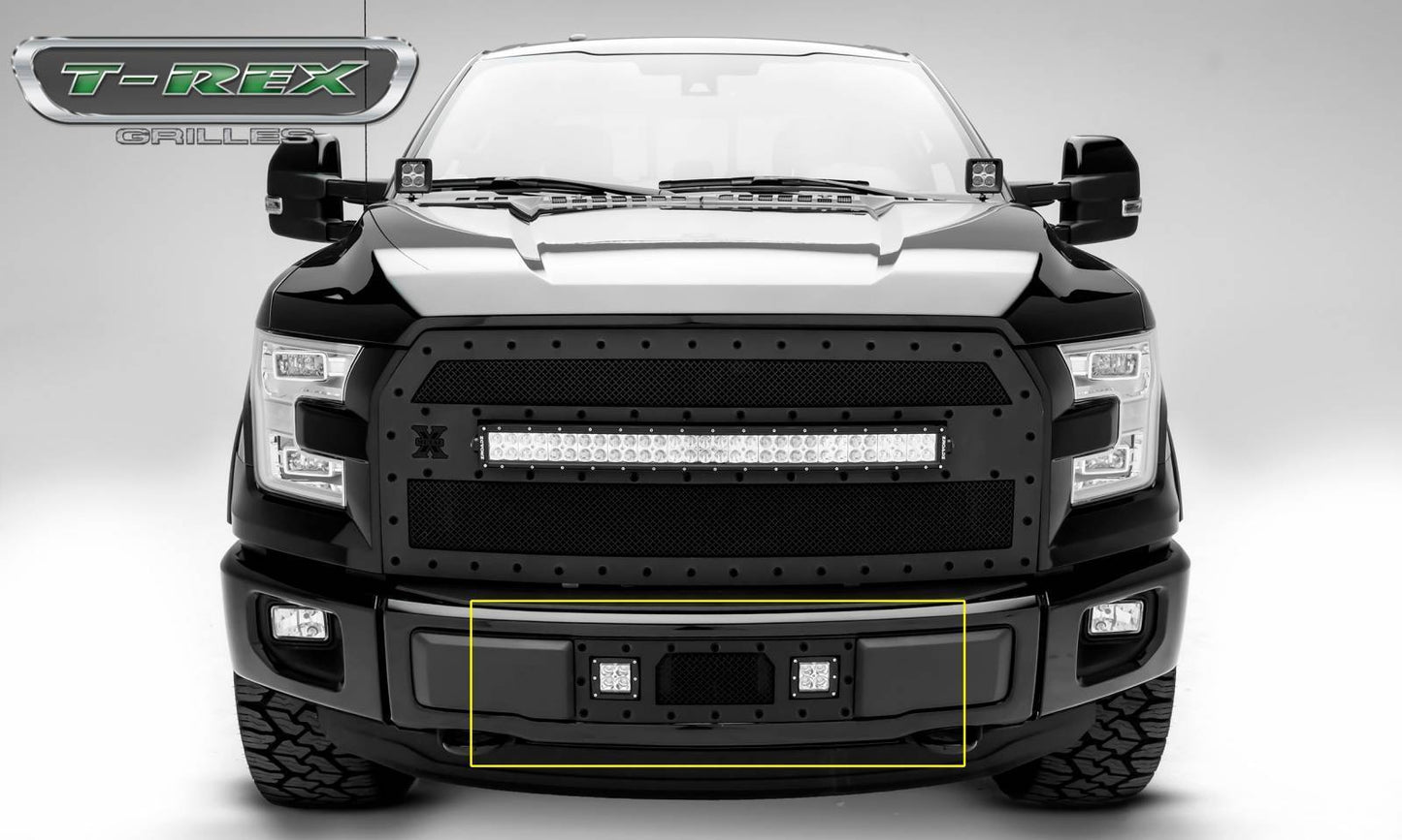 T-REX Grilles 6325731-BR Black Mild Steel Small Mesh Bumper Grille Fits 2015-2017 Ford F-150