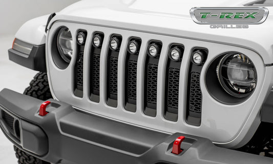 T-REX Grilles Z314931 Black Mild Steel Laser Cut Pattern Grille Fits 2020-2023 Jeep Gladiator Overland Gladiator Rubicon