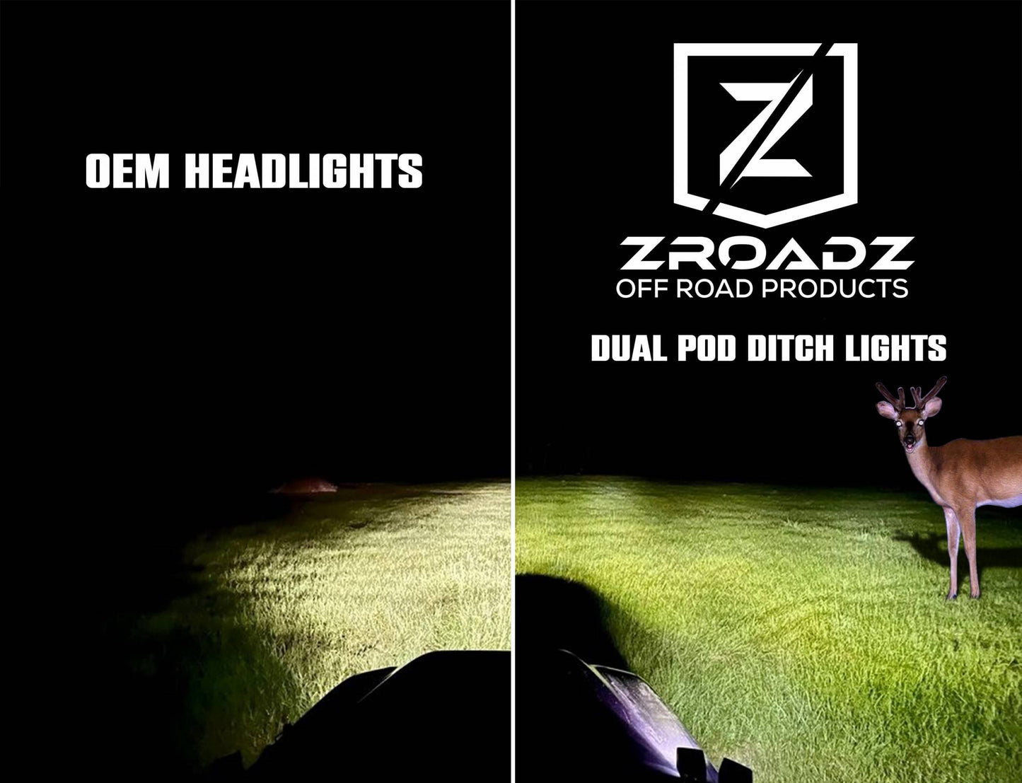 ZROADZ Z361221-KIT4 Black Mild Steel Hood Hinge LED Kit Fits 2015-2019 Chevrolet Silverado 2500 3500