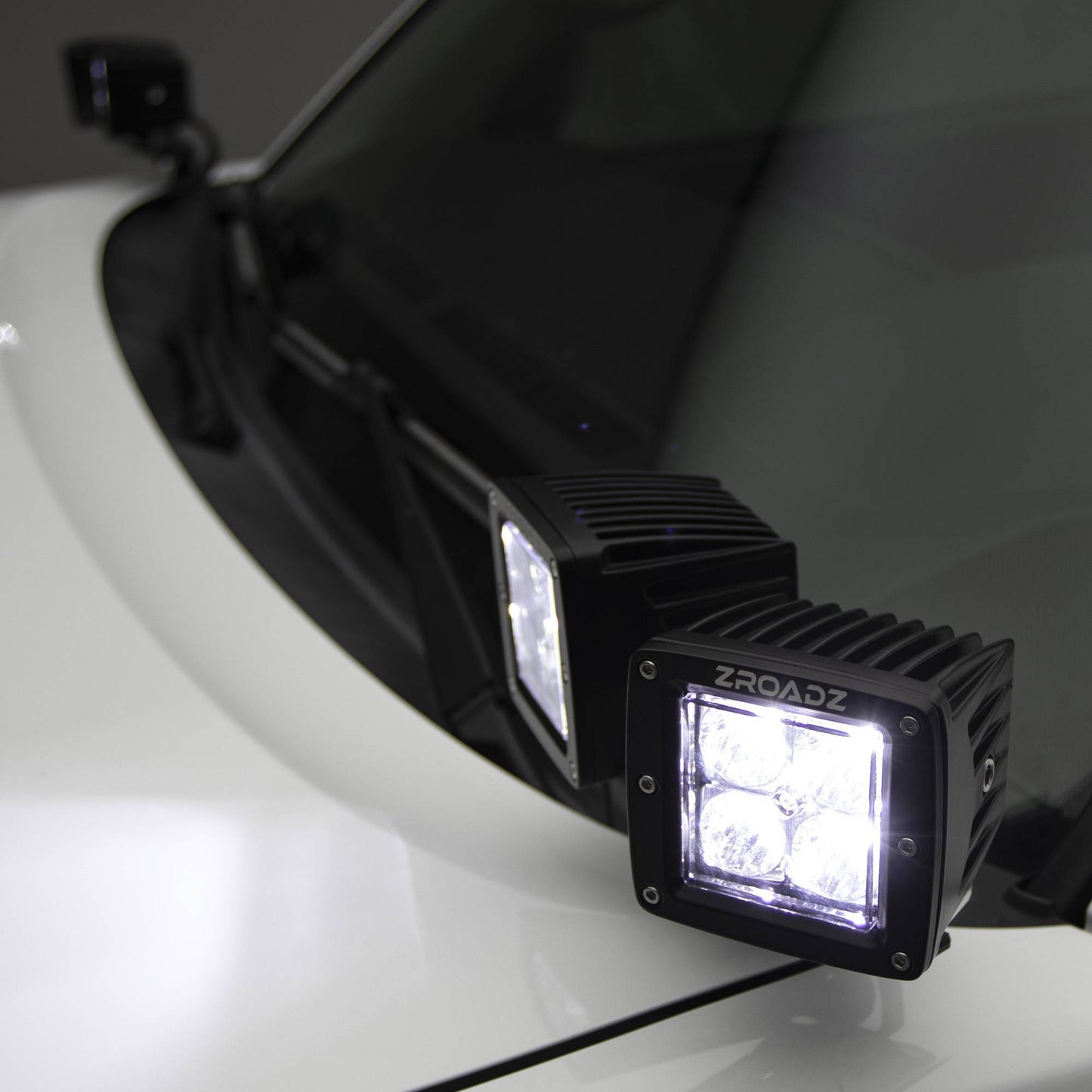 ZROADZ Z367581-KIT4 Black Mild Steel Hood Hinge LED Kit Fits 2016-2019 Nissan Titan