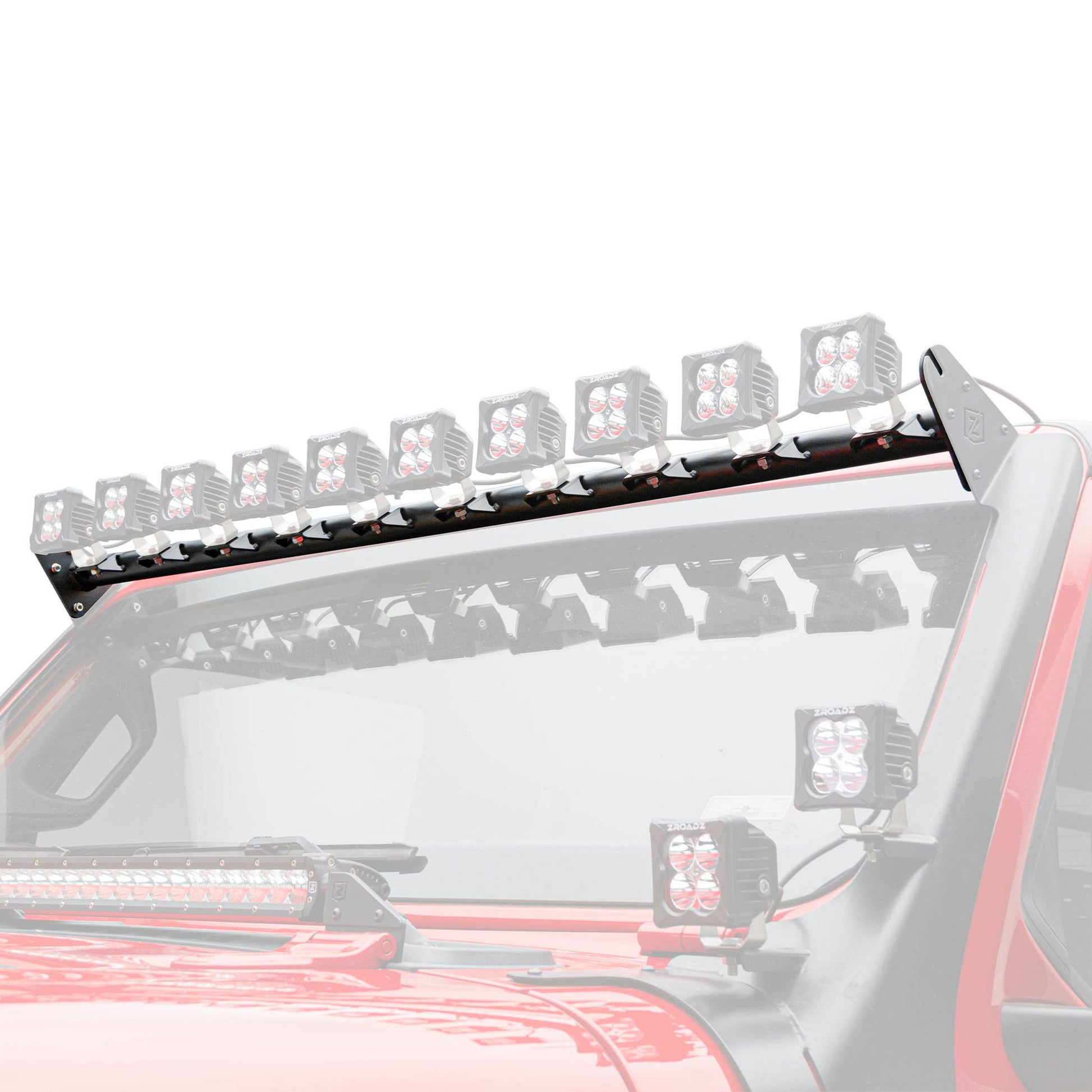 ZROADZ Z934831 Black Mild Steel Front Roof LED Bracket Fits 2019-2023 Jeep Gladiator