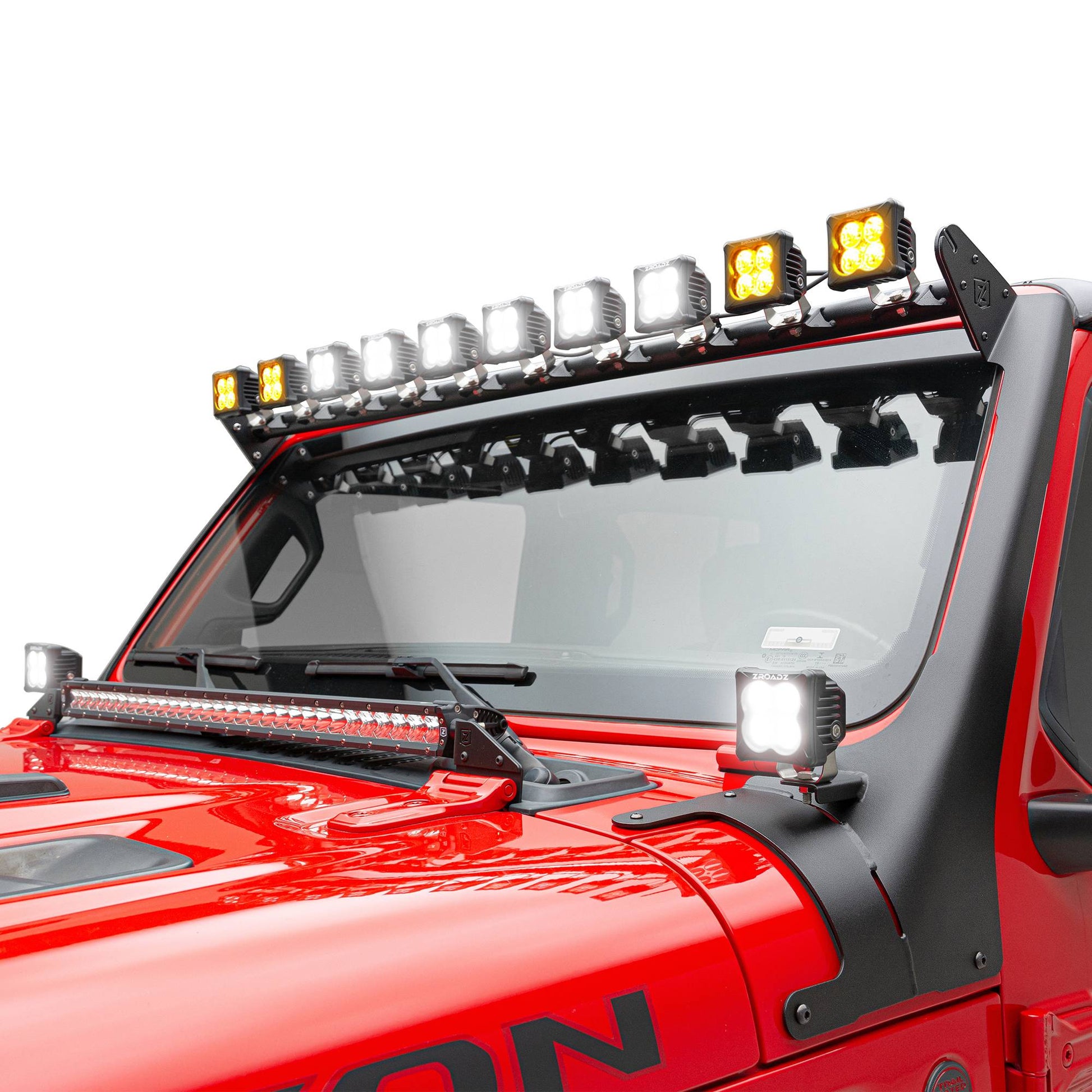 ZROADZ Z934931-KIT2AW Black Mild Steel Front Roof LED Kit Fits 2019-2023 Jeep Gladiator