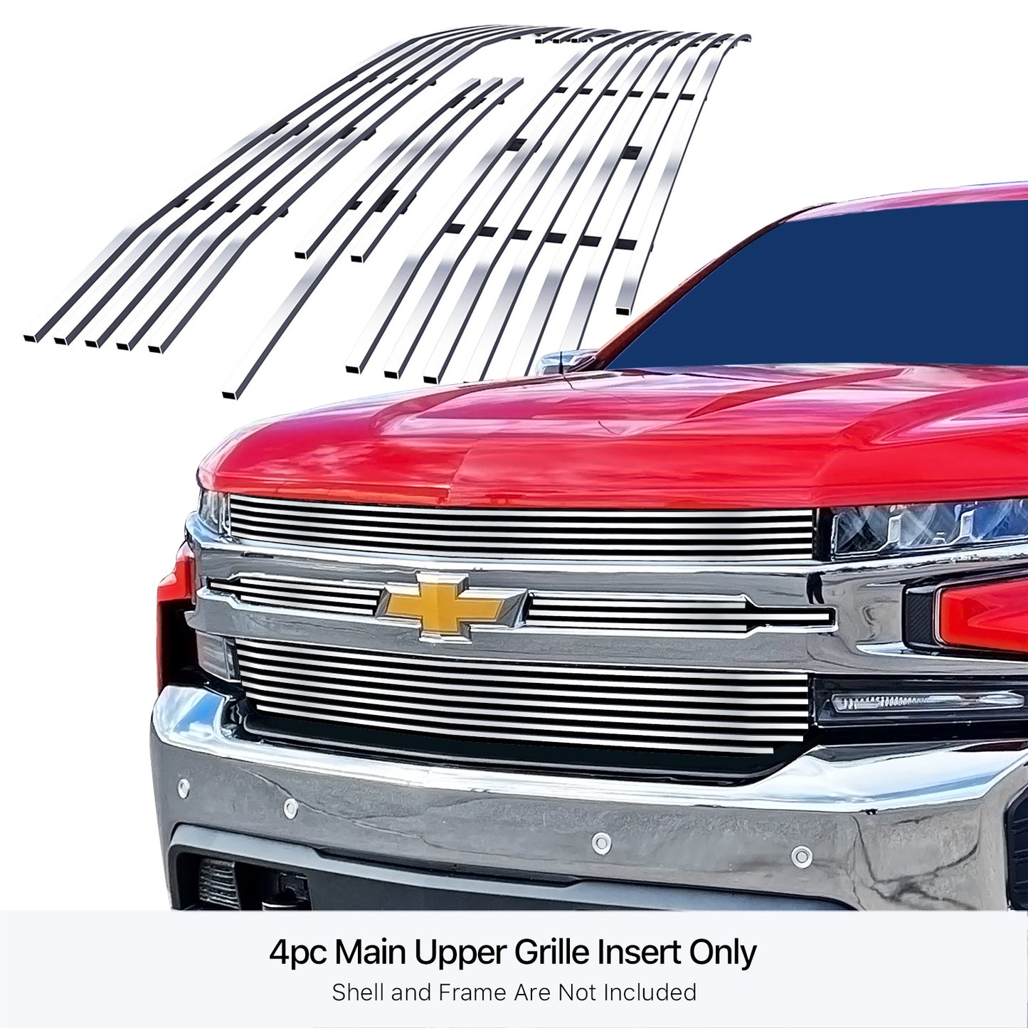 APS GR03FEF55S Main Upper Stainless Steel Billet Grille Fits 2019-2023 Chevy Silverado 1500