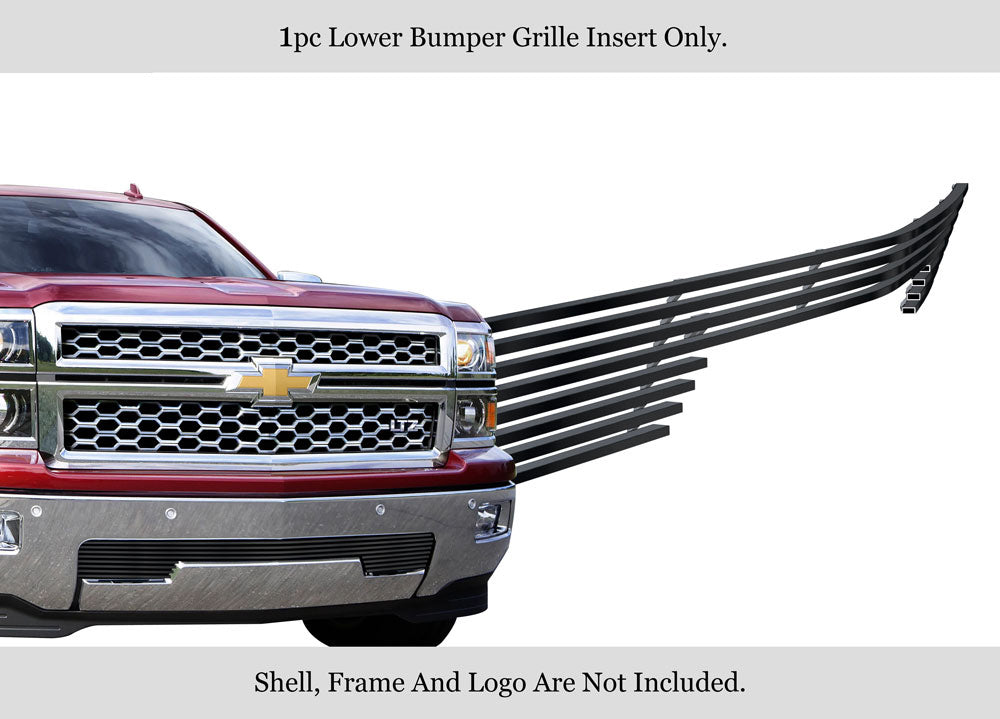 APS GR03FEI90J Lower Bumper Black Stainless Steel Billet Grille Fits 2014-2015 Chevy Silverado 1500