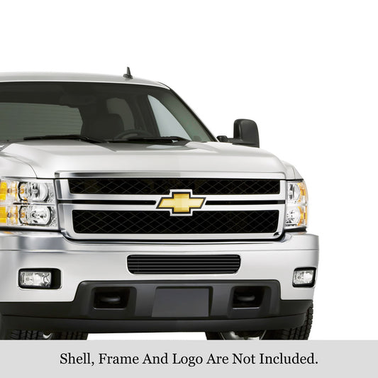 APS GR03FFH32J Lower Bumper Black Stainless Steel Billet Grille Fits 2011-2014 Chevy Silverado 2500 HD