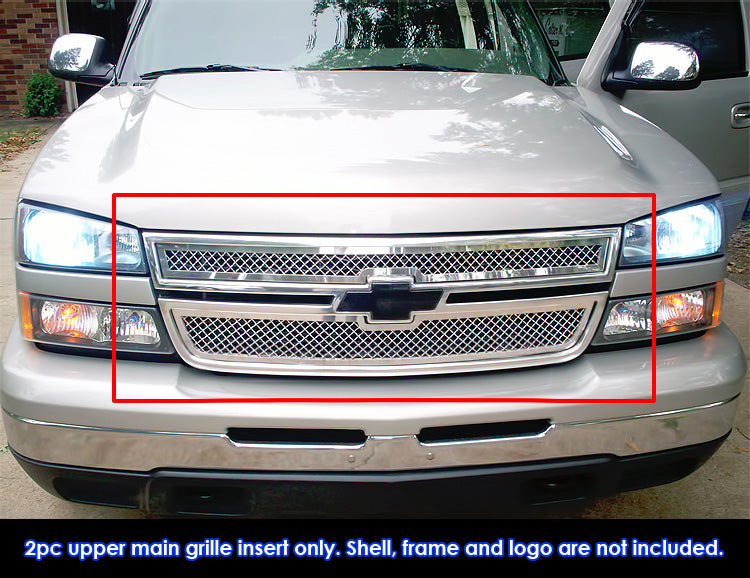 APS GR03GEC06S Main Upper Mesh Grille Fits 2006-2007 Chevy Silverado 1500