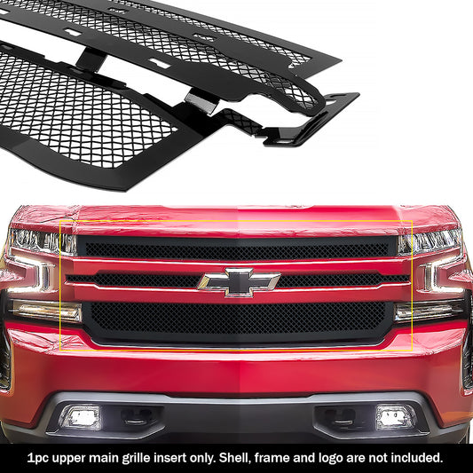 APS GR03GEE55H Main Upper Black Wire Mesh Grille Fits 2019-2023 Chevy Silverado 1500