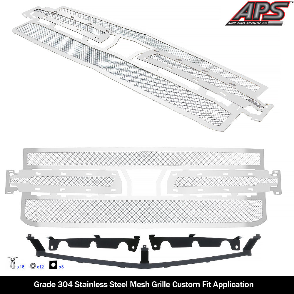 APS GR03GEE55T Main Upper Mesh Grille Fits 2019-2023 Chevy Silverado 1500