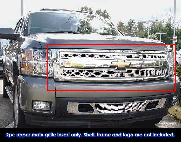 APS GR03GEG66T Main Upper Mesh Grille Fits 2007-2013 Chevy Silverado 1500