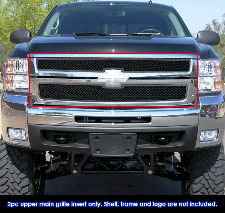 APS GR03GEG74H Main Upper Black Wire Mesh Grille Fits 2007-2010 Chevy Silverado 2500 HD