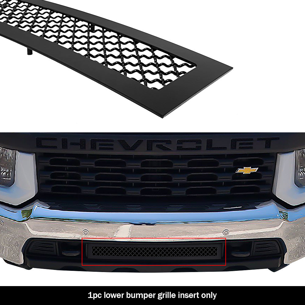 APS GR03GEJ14K Lower Bumper Black Wire Mesh Grille Fits 2020-2023 Chevy Silverado 2500