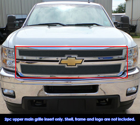 APS GR03GFH31H Main Upper Black Wire Mesh Grille Fits 2011-2014 Chevy Silverado 2500 HD