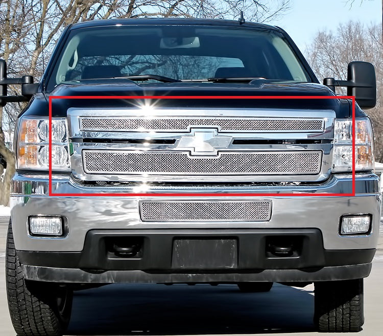 APS GR03GFH31T Main Upper Mesh Grille Fits 2011-2014 Chevy Silverado 2500 HD