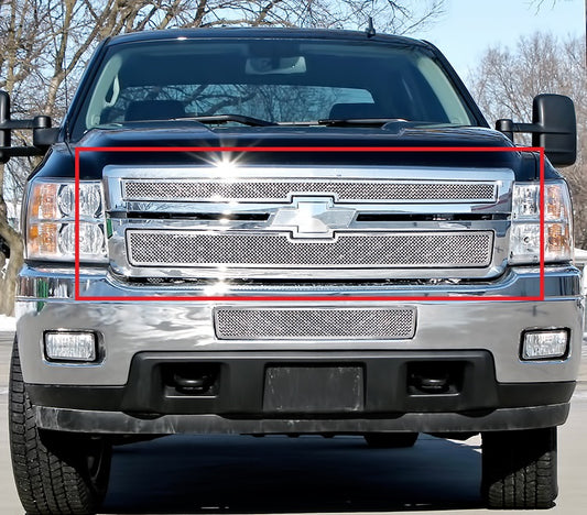 APS GR03GFH31T Main Upper Mesh Grille Fits 2011-2014 Chevy Silverado 2500 HD