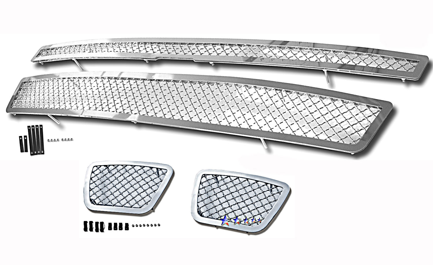 APS GR03GGI19S Main Upper & Tow Hook Mesh Grille Fits 2007-2014 Chevy Avalanche