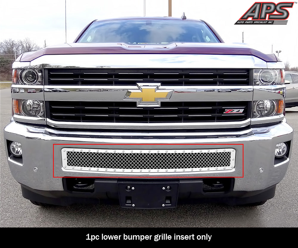 APS GR03LEA84S Lower Bumper Rivet Grille Fits 2015-2019 Chevy Silverado 2500 HD