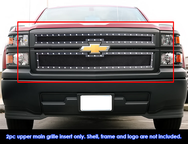 APS GR03LEI50H Main Upper Rivet Grille Fits 2014-2015 Chevy Silverado 1500