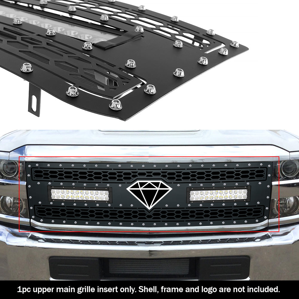 APS GR03LFC33L Main Upper Rivet Grille Fits 2015-2019 Chevy Silverado 2500 HD