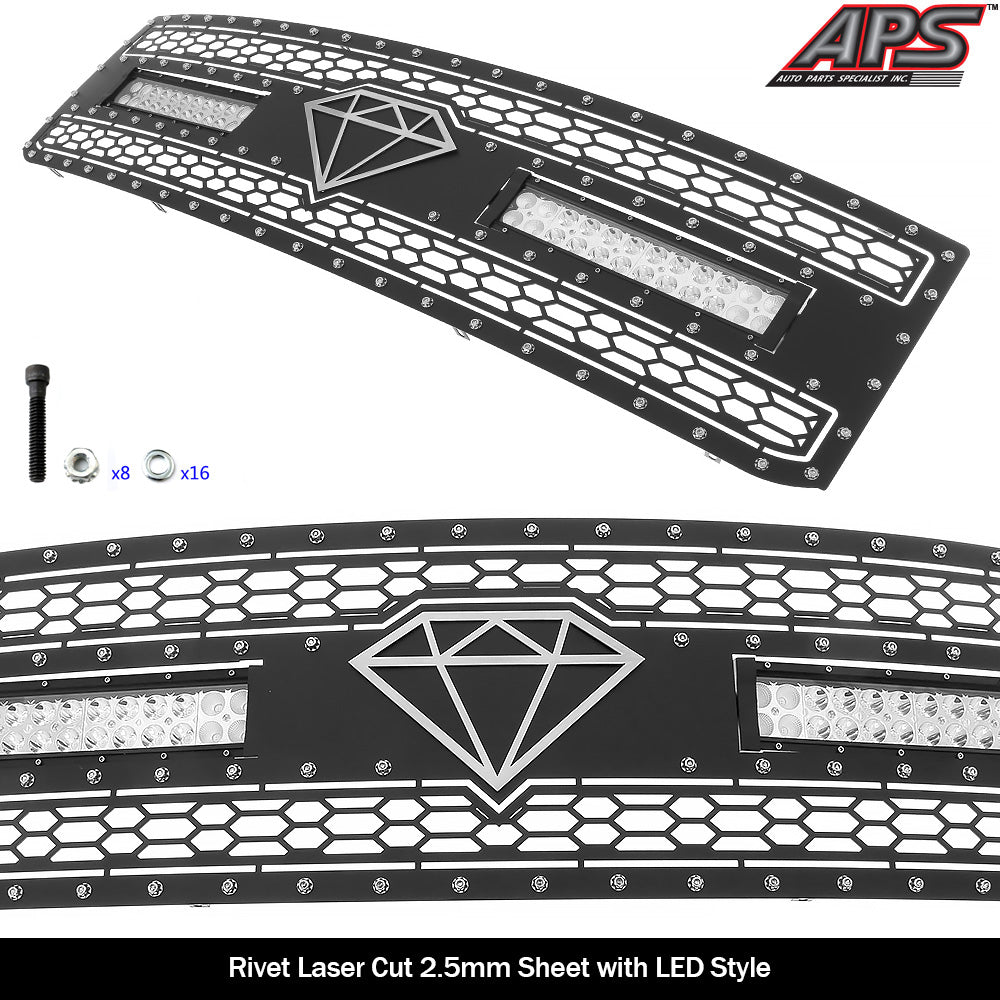 APS GR03LFC33L Main Upper Rivet Grille Fits 2015-2019 Chevy Silverado 2500 HD