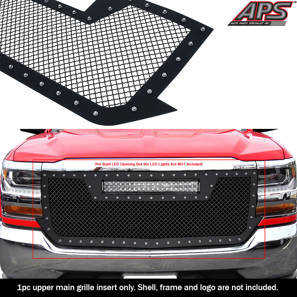 APS GR03LFC75D Main Upper Rivet Grille Fits 2016-2018 Chevy Silverado 1500