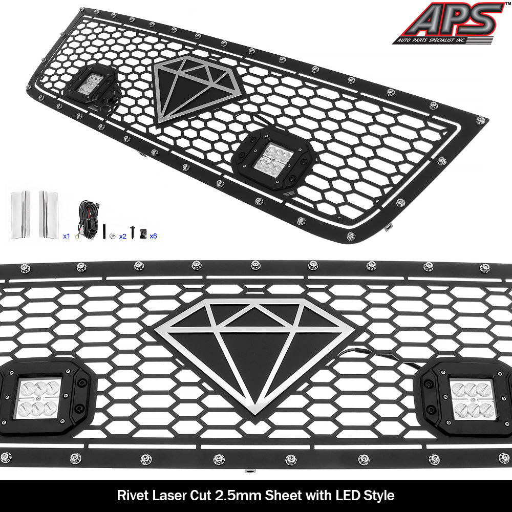 APS GR03LFE76L Main Upper Rivet Grille Fits 2006 Chevy Silverado 1500