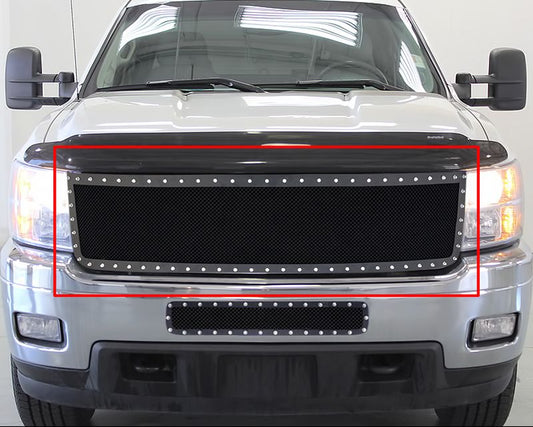 APS GR03LFI53H Main Upper Rivet Grille Fits 2011-2014 Chevy Silverado 2500 HD