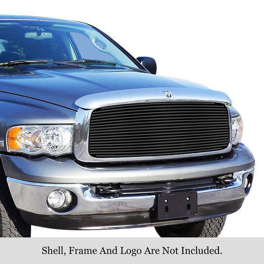 APS GR04FEB65J Main Upper Black Stainless Steel Billet Grille Fits 2002-2005 Dodge Ram 1500